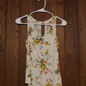 Old Navy Ivory Floral Sleeveless Tank with Yellow & Coral Blooms
